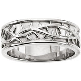 14K White Thorn Design Band