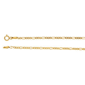 14K Yellow 2mm Solid Figaro 7" Chain