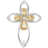 Citrine & .036 CTW Diamond Cross Pendant