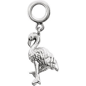 Sterling Silver 21.6x5.3mm Kera Flamingo Charm