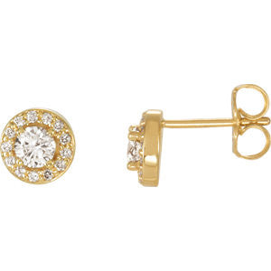 14K Yellow 3-8 CTW Diamond Halo-Style Earrings