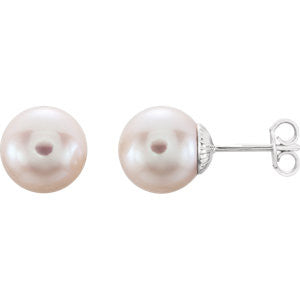 Sterling Silver 9.5-10mm Freshwater Cultured Pearl Earrings