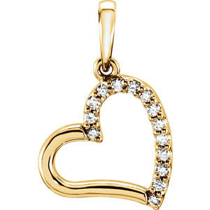 14K Yellow .07 CTW Diamond Heart Pendant