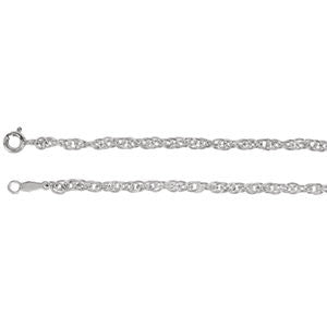 Sterling Silver Solid Rope 7" Chain