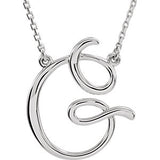 Sterling Silver "F" Script Initial 16" Necklace