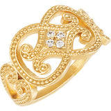 14K Yellow .06 CTW Diamond Granulated Ring