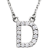 14K White Letter "A" 1-8 CTW Diamond 16" Necklace