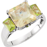 Lime Quartz, Peridot & Chrome Diopside Ring