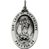 Sterling Silver 28.75x20mm Oval Our Lady of Guadalupe Medal