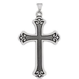 Sterling Silver 26x18mm Fancy Cross Pendant