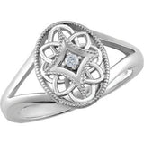 Sterling Silver .025 CTW Diamond Ring Size 6