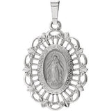 14K Yellow 22x15.5mm Oval Filigree Miraculous Medal