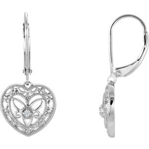 Sterling Silver .02 CTW Diamond Lever Back Earrings