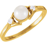 14K Yellow Akoya Cultured Pearl & .06 CTW Diamond Ring