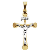 14K White 24x16mm Crucifix Pendant