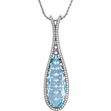 14K White Sky Blue Topaz & .45 CTW Diamond Teardrop 18" Necklace