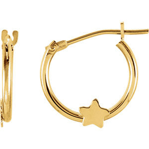 14K Yellow Youth Hoop Earrings with Star