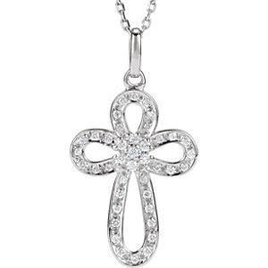 Sterling Silver 1-5 CTW Diamond Cross 18" Necklace