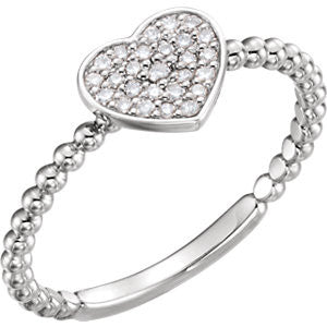 14K Rose 1/8 CTW Diamond Heart Bead Ring