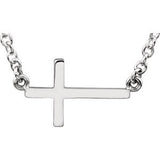 14K Yellow Sideways Cross 16" Necklace with 2" extension