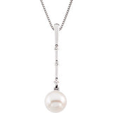 14K White 7.5mm Freshwater Cultured Pearl & .09 CTW Diamond Necklace