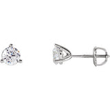 14K White 5.25mm Cubic Zirconia Round 3-Prong Stud Earrings