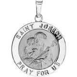 Sterling Silver 25mm Round St. Joseph Medal 24" Necklace