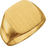 18K Yellow 16mm Men's Signet Ring with Brush Top Finish