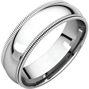 18K White 6mm Double Milgrain Comfort Fit Band