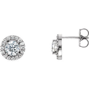 14K White 1 3-8 CTW Diamond Halo-Style Earrings