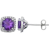 Sterling Silver Amethyst & .015 CTW Diamond Earrings