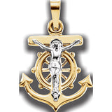 14K Yellow & White 15x16mm Mariner's Cross Pendant