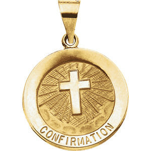 14K White 18.25mm Hollow Confirmation Medal