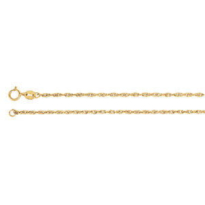 14K Yellow 1.75mm Solid Rope 7" Chain