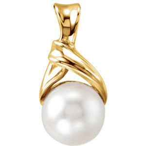 14K White 6mm Akoya Cultured Pearl Pendant