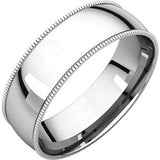 Sterling Silver 8mm Light Comfort Fit Milgrain Band