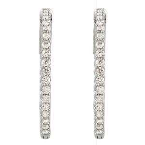 Sterling Silver Cubic Zirconia Inside-Outside Hoop Earrings