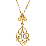 14K Yellow Fleur-De-Lis Decorative Dangle 18" Necklace