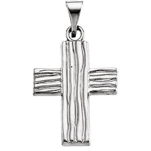 14K White 18x14.5mm The Rugged Cross® Pendant