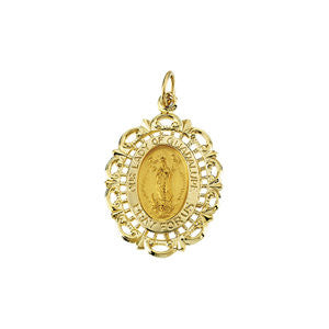 14K Yellow 21.5x15mm Our Lady of Guadalupe Medal