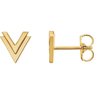 14K White Double "V" Earrings