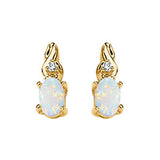 14K Yellow Opal & .03 CTW Diamond Earrings