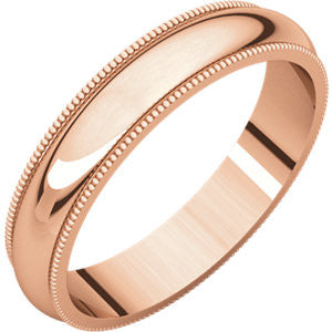 14K Rose 4mm Milgrain Band