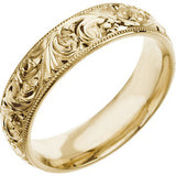 14K Yellow 6mm Hand Engraved Band Size 5