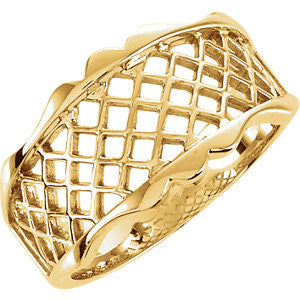 14K White Lattice Design Band