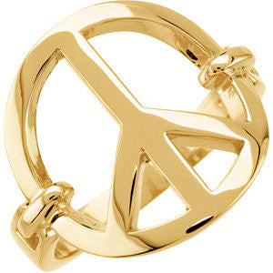 14K Yellow Peace Sign Ring