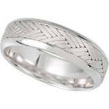 14K White 7mm Hand Woven Comfort Fit Band