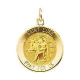 14K Yellow 18mm Round St. Luke Medal