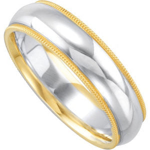 Sterling Silver & 14K Yellow 6mm Comfort-Fit Band Size 9.5