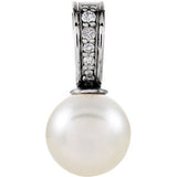 14K White 7.5-8mm Freshwater Cultured Pearl & .03 CTW Diamond Pendant